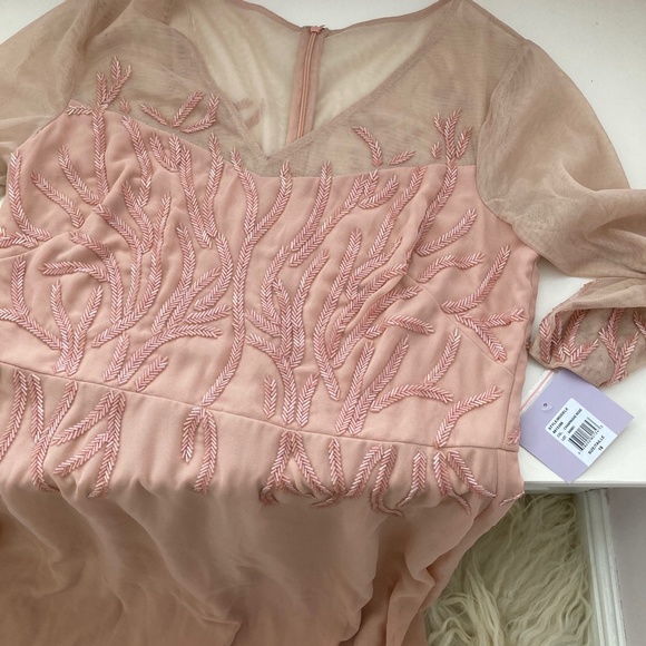 JS COLLECTIONS VIOLET CHIFFON BEADED EVENING DRESS - Picture 7 of 16